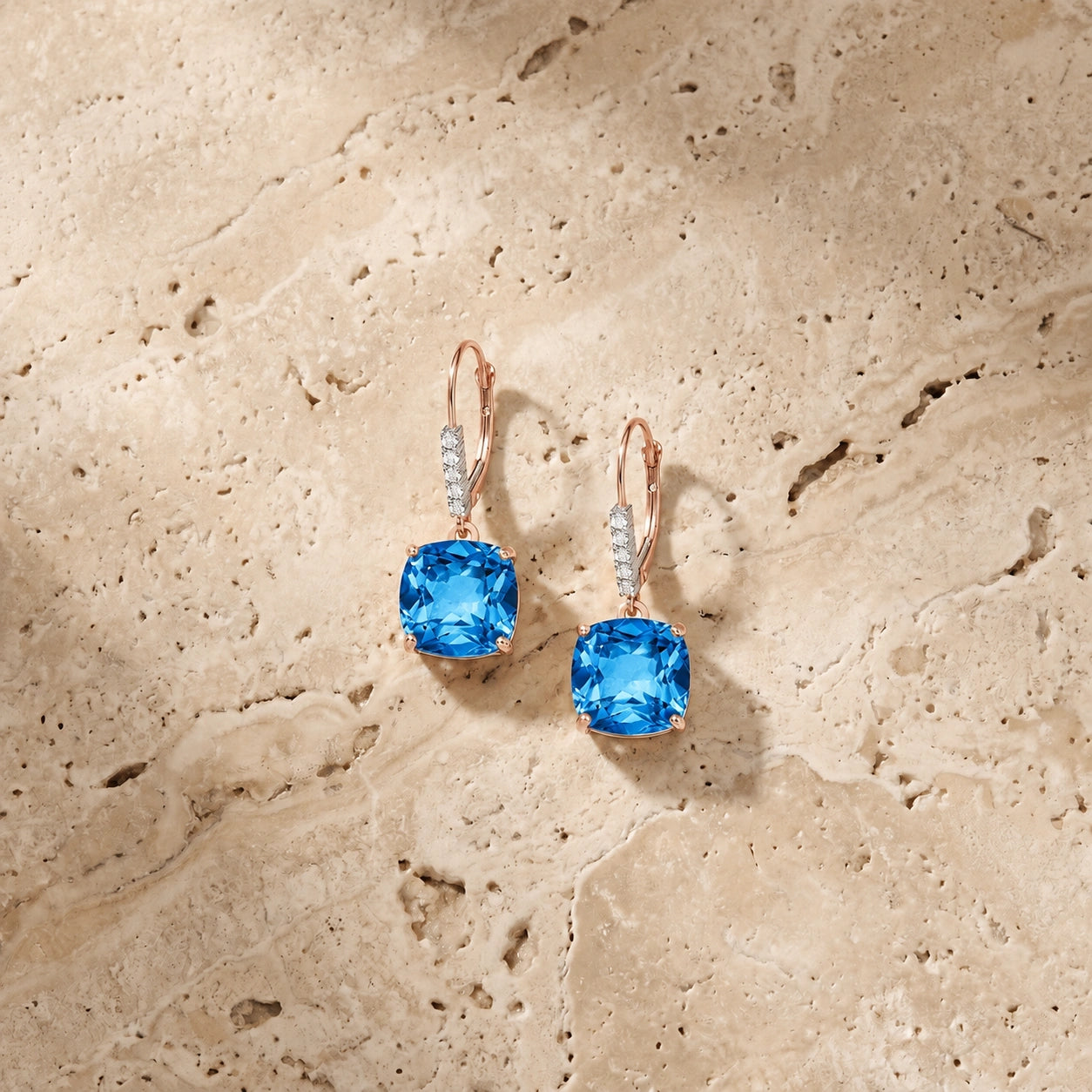 Rose Gold Diamond & Blue Topaz — Mariacassandra