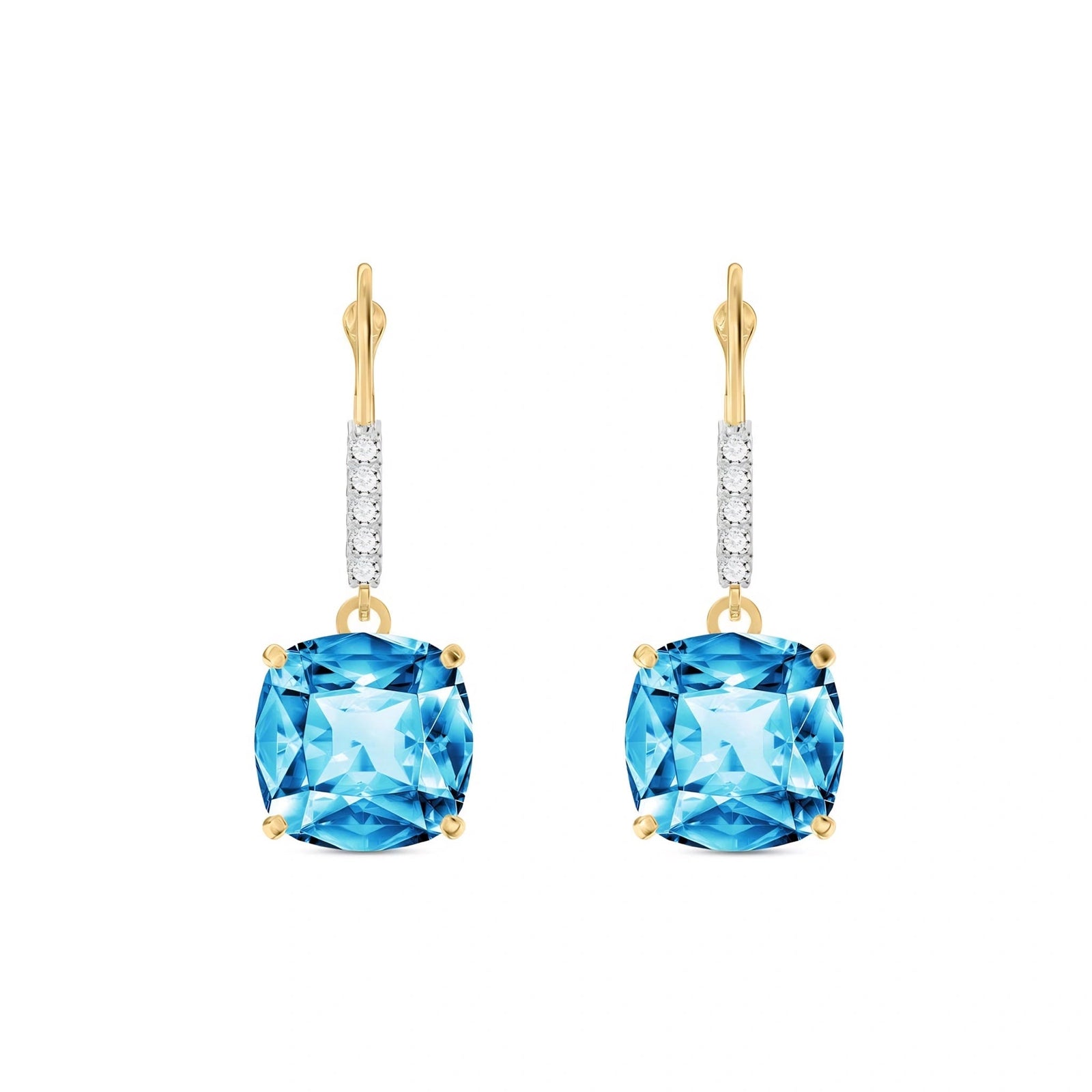 Yellow Gold Diamond & Blue Topaz — Mariacassandra
