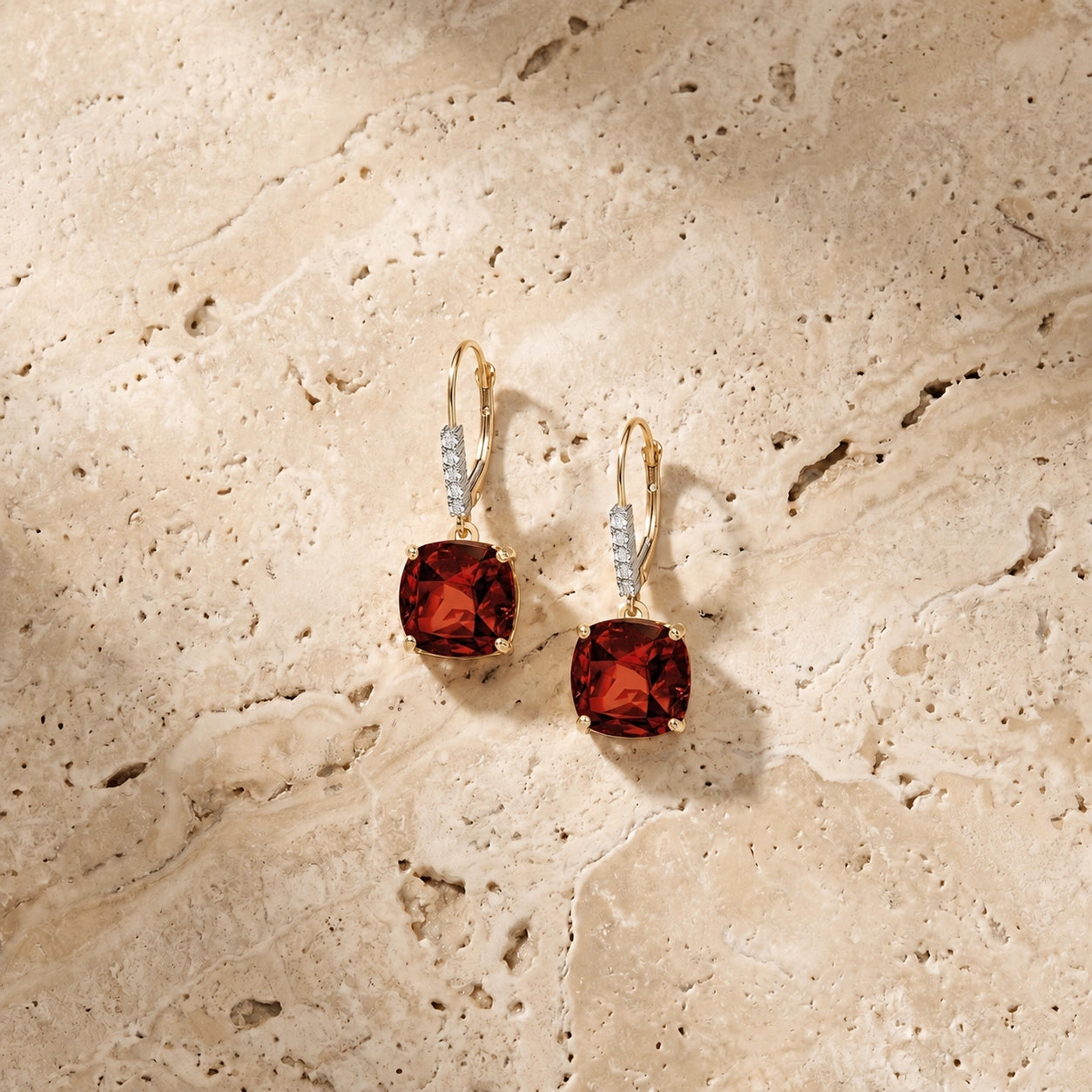 Yellow Gold Diamond & Garnet — Mariacassandra