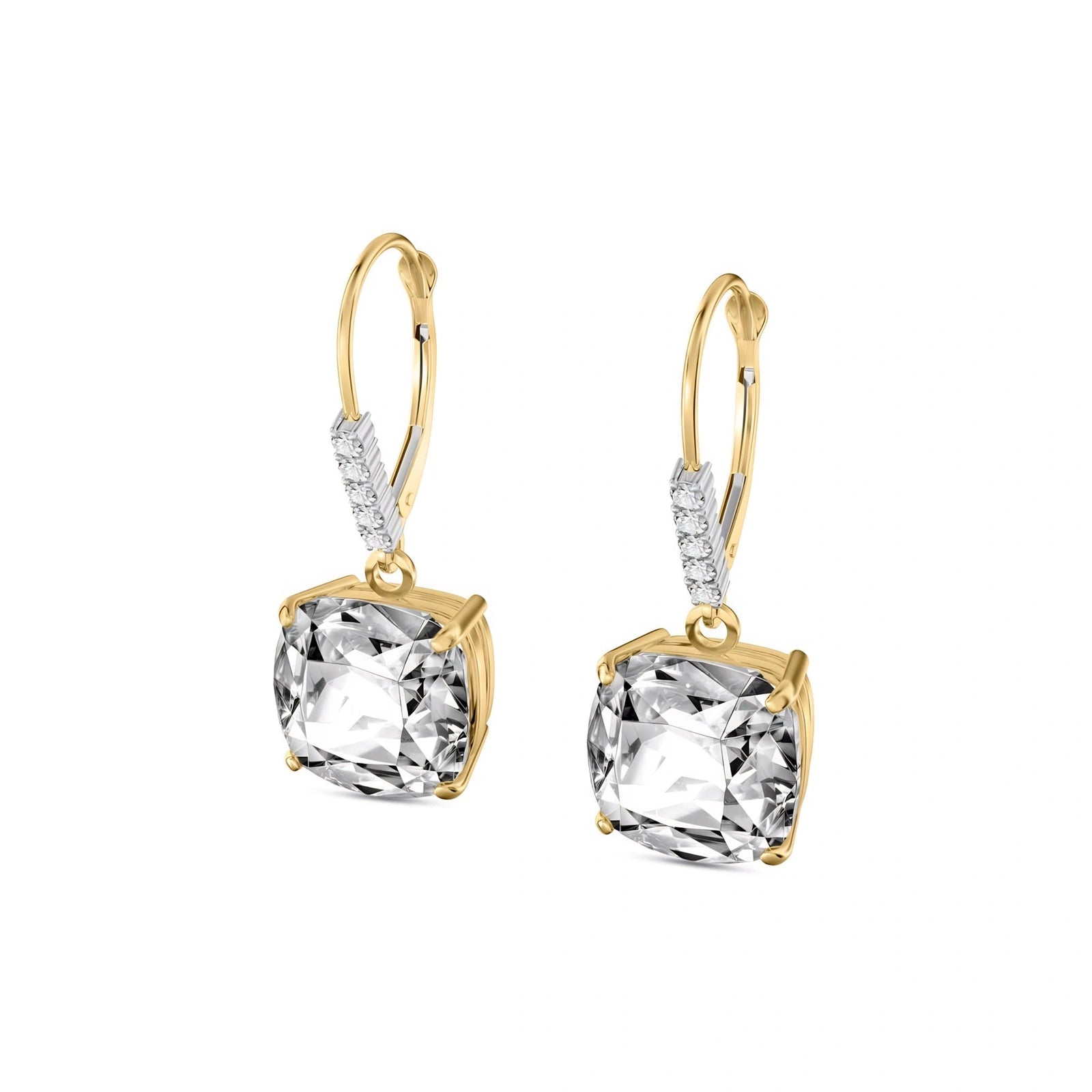 Yellow Gold Diamond & White Topaz — Mariacassandra