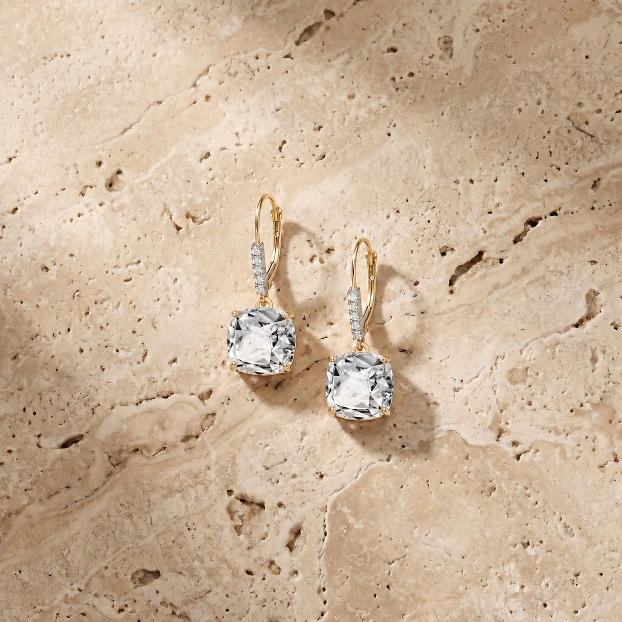 Yellow Gold Diamond & White Topaz — Mariacassandra