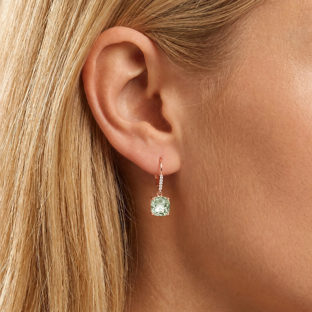 Rose Gold Green Amethyst & Diamond — Mariacassandra