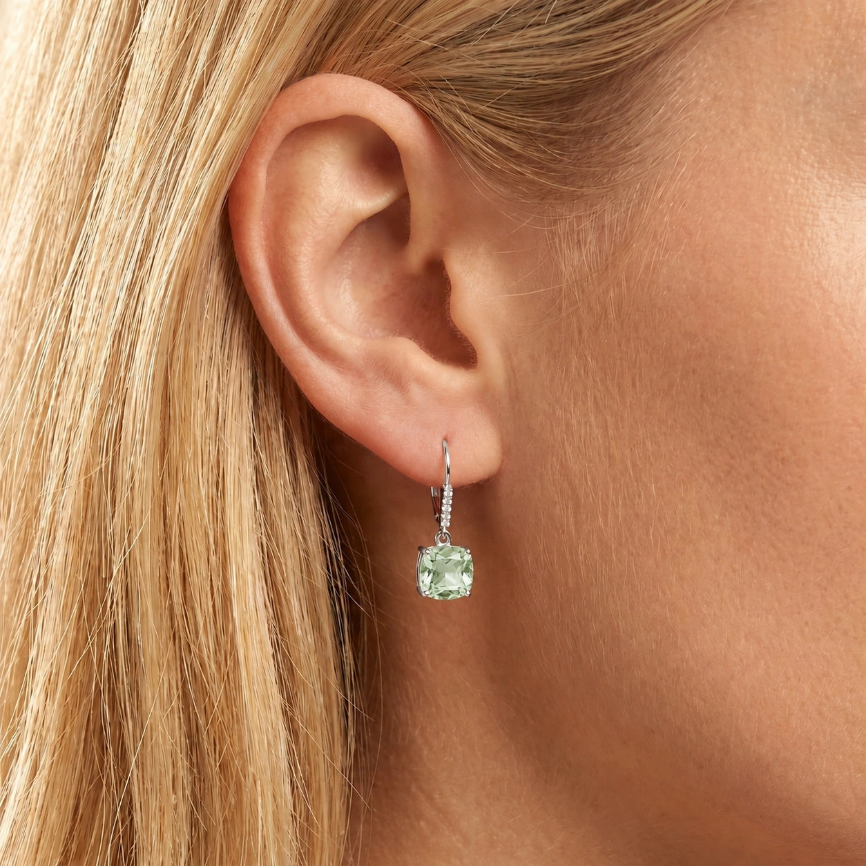 White Gold Green Amethyst & Diamond — Mariacassandra
