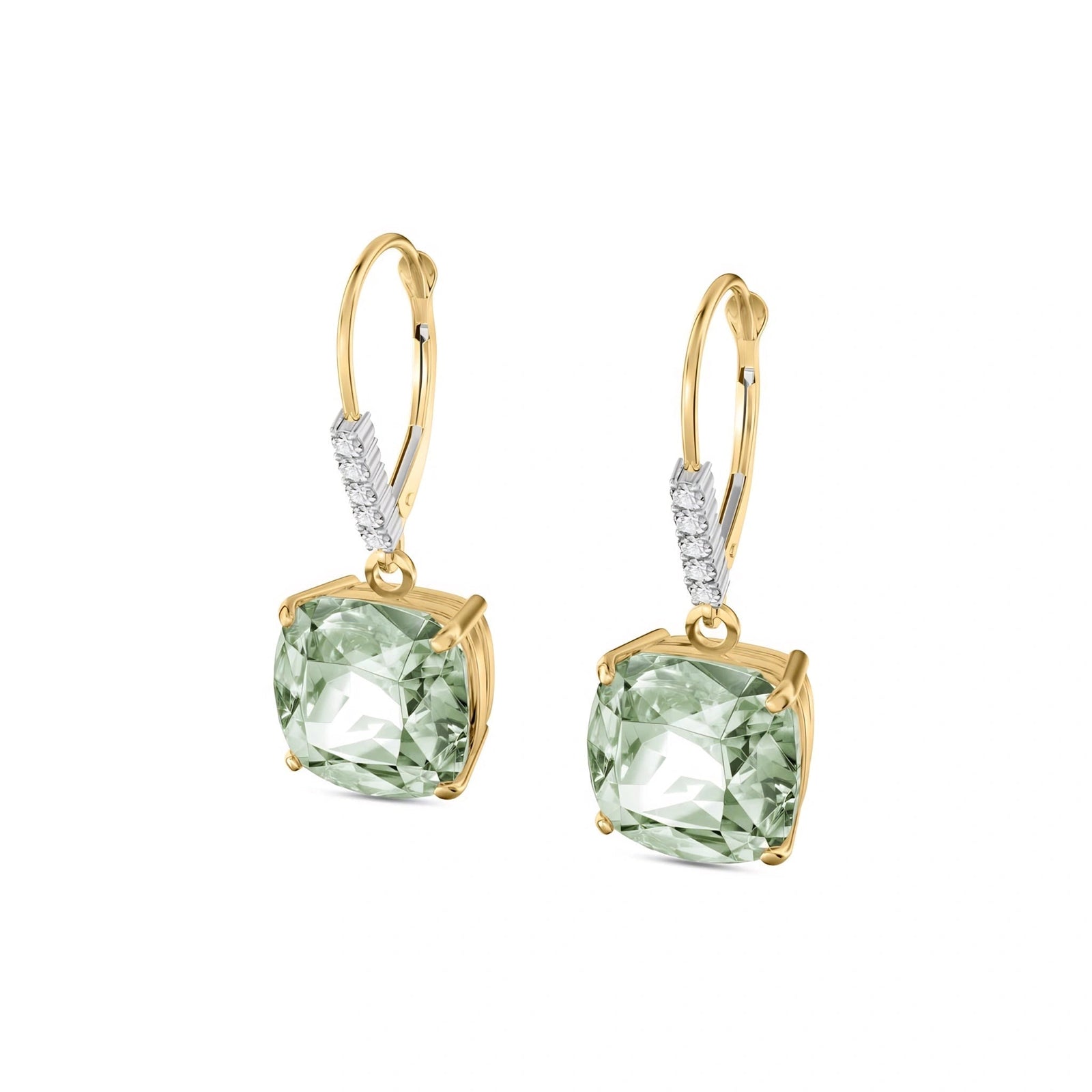 Yellow Gold Green Amethyst & Diamond — Mariacassandra