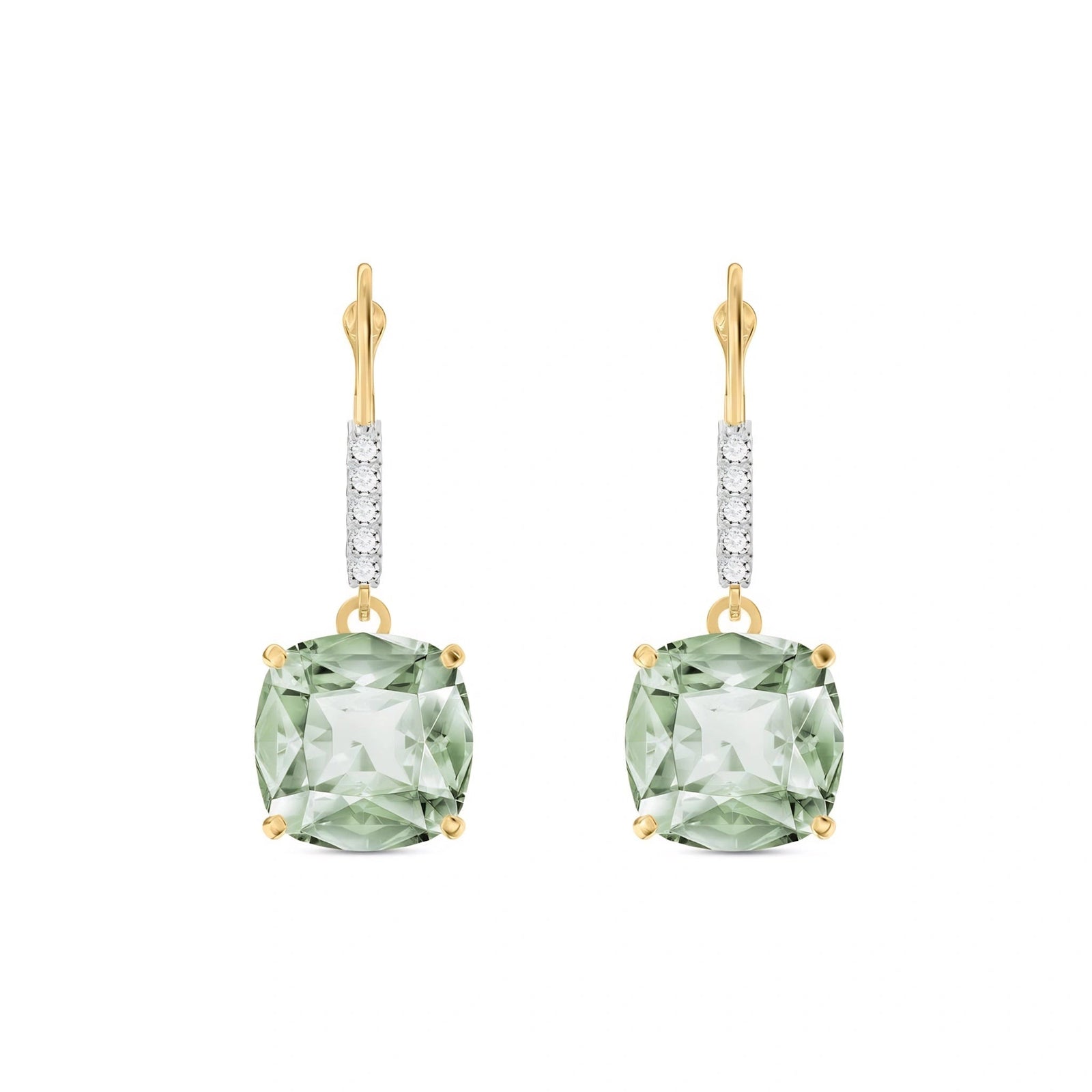 Yellow Gold Green Amethyst & Diamond — Mariacassandra