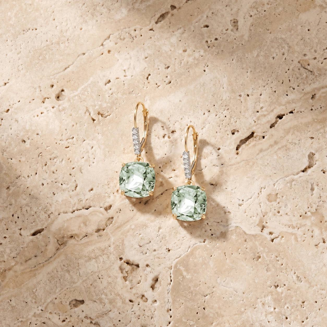 Yellow Gold Green Amethyst & Diamond — Mariacassandra