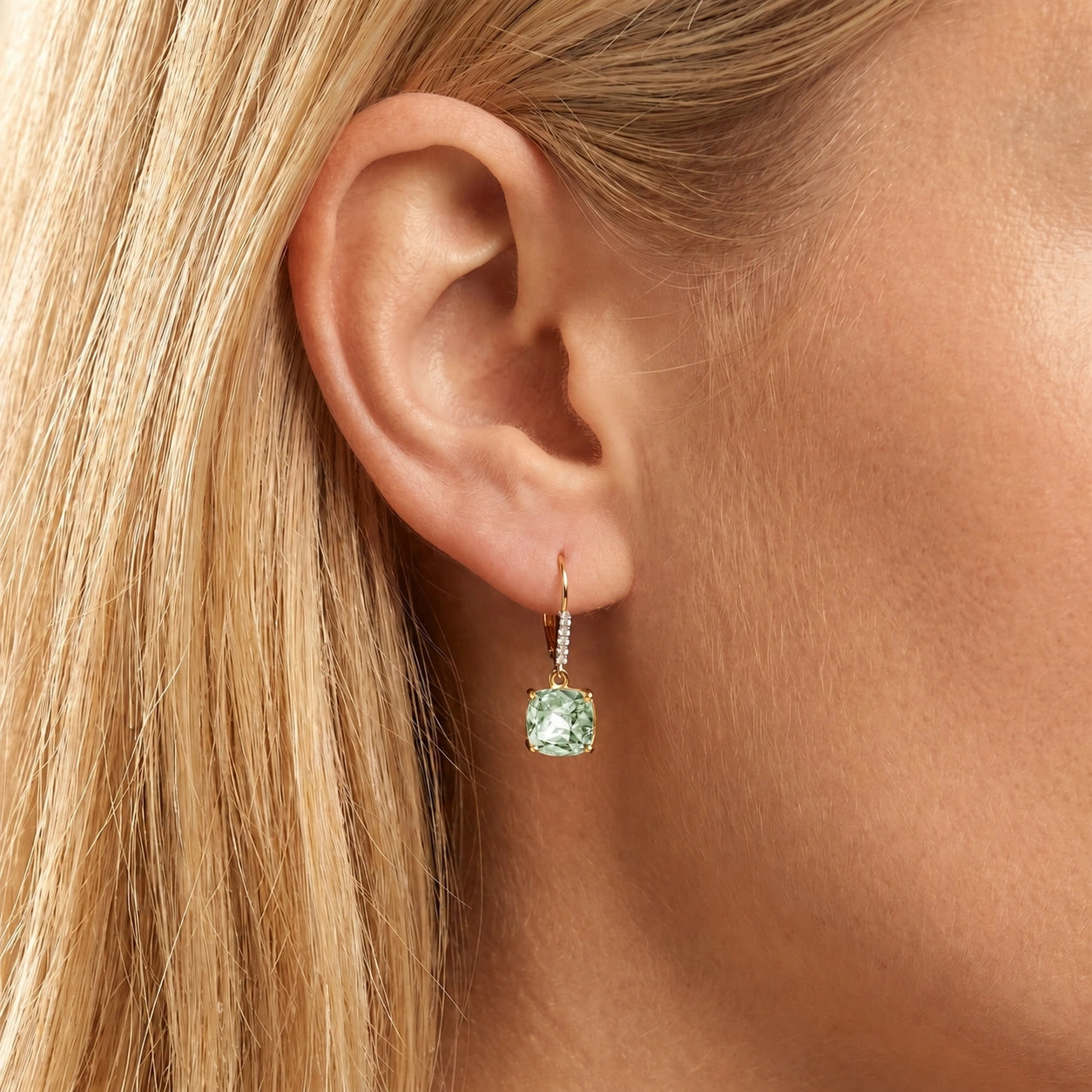 Yellow Gold Green Amethyst & Diamond — Mariacassandra