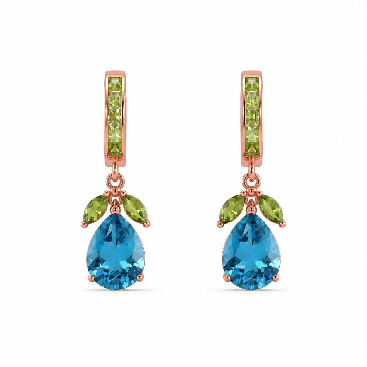 Rose Gold Blue Topaz & Peridot — Mariacecilia