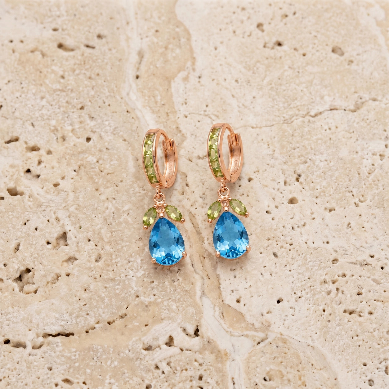 Rose Gold Blue Topaz & Peridot — Mariacecilia