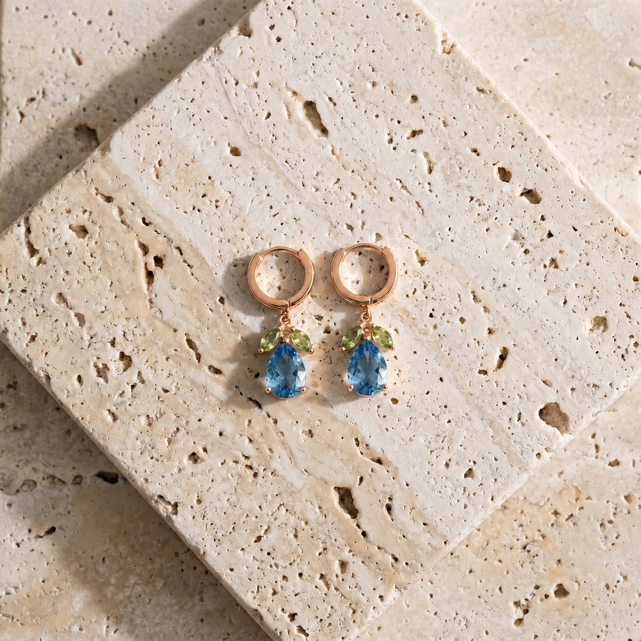 Rose Gold Blue Topaz & Peridot — Mariacecilia