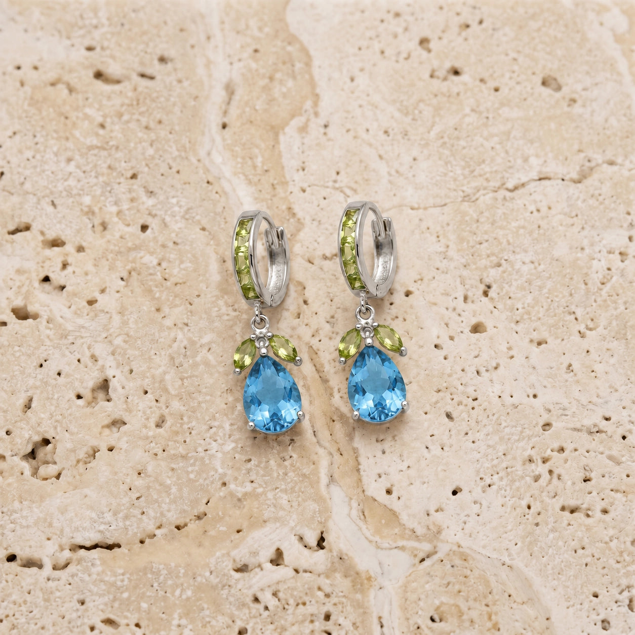 White Gold Blue Topaz & Peridot — Mariacecilia