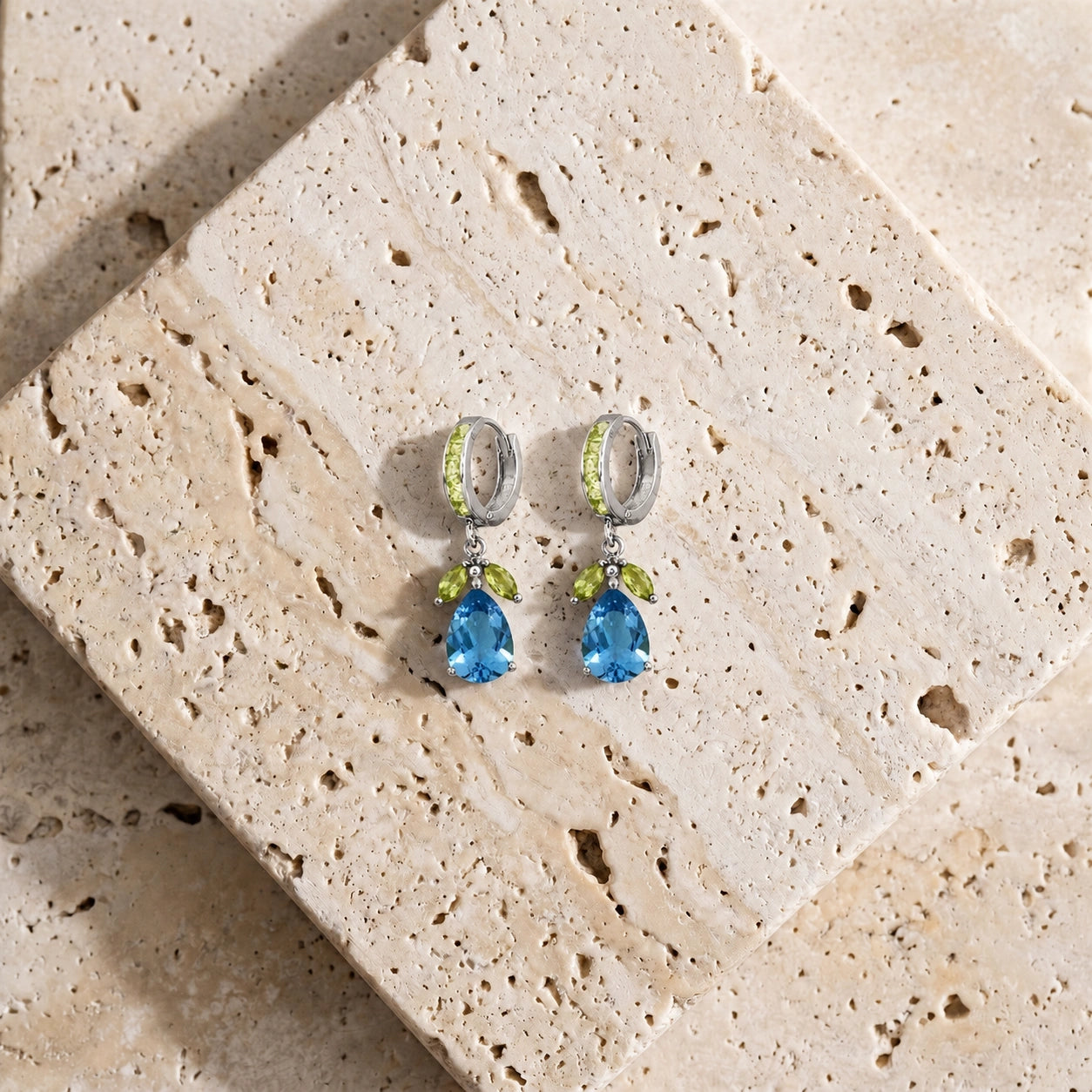 White Gold Blue Topaz & Peridot — Mariacecilia