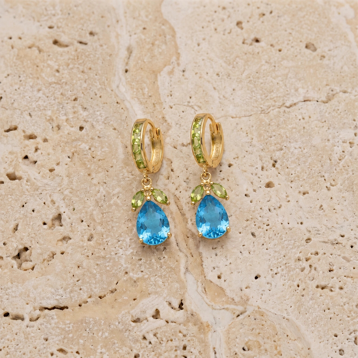 Yellow Gold Blue Topaz & Peridot — Mariacecilia