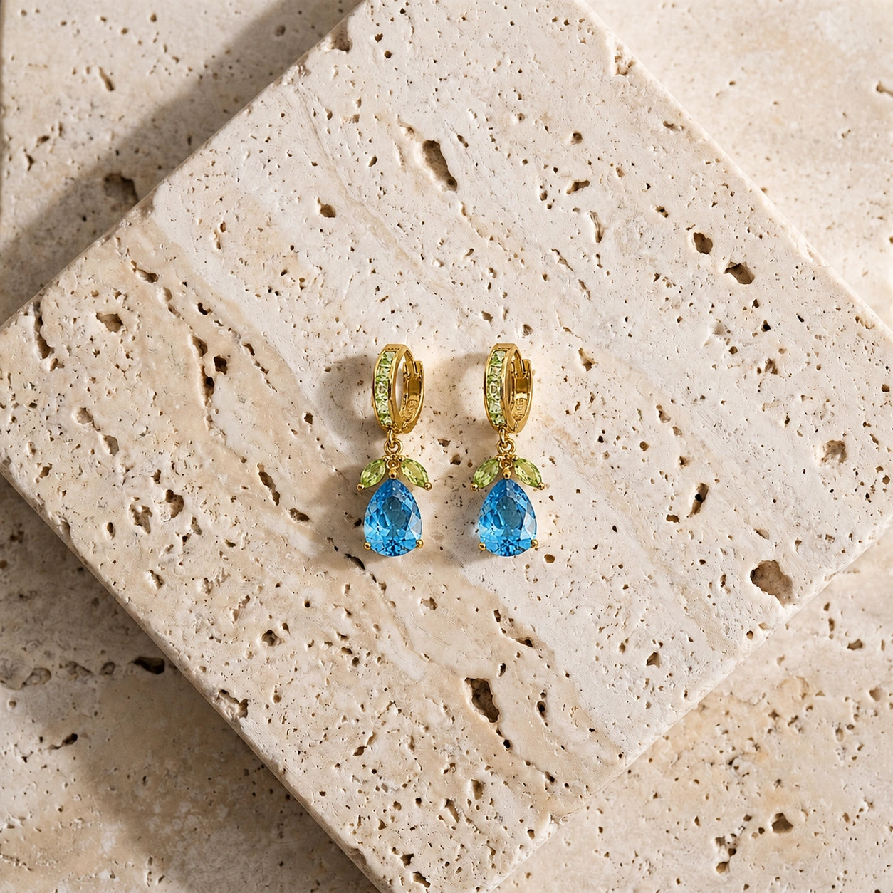Yellow Gold Blue Topaz & Peridot — Mariacecilia
