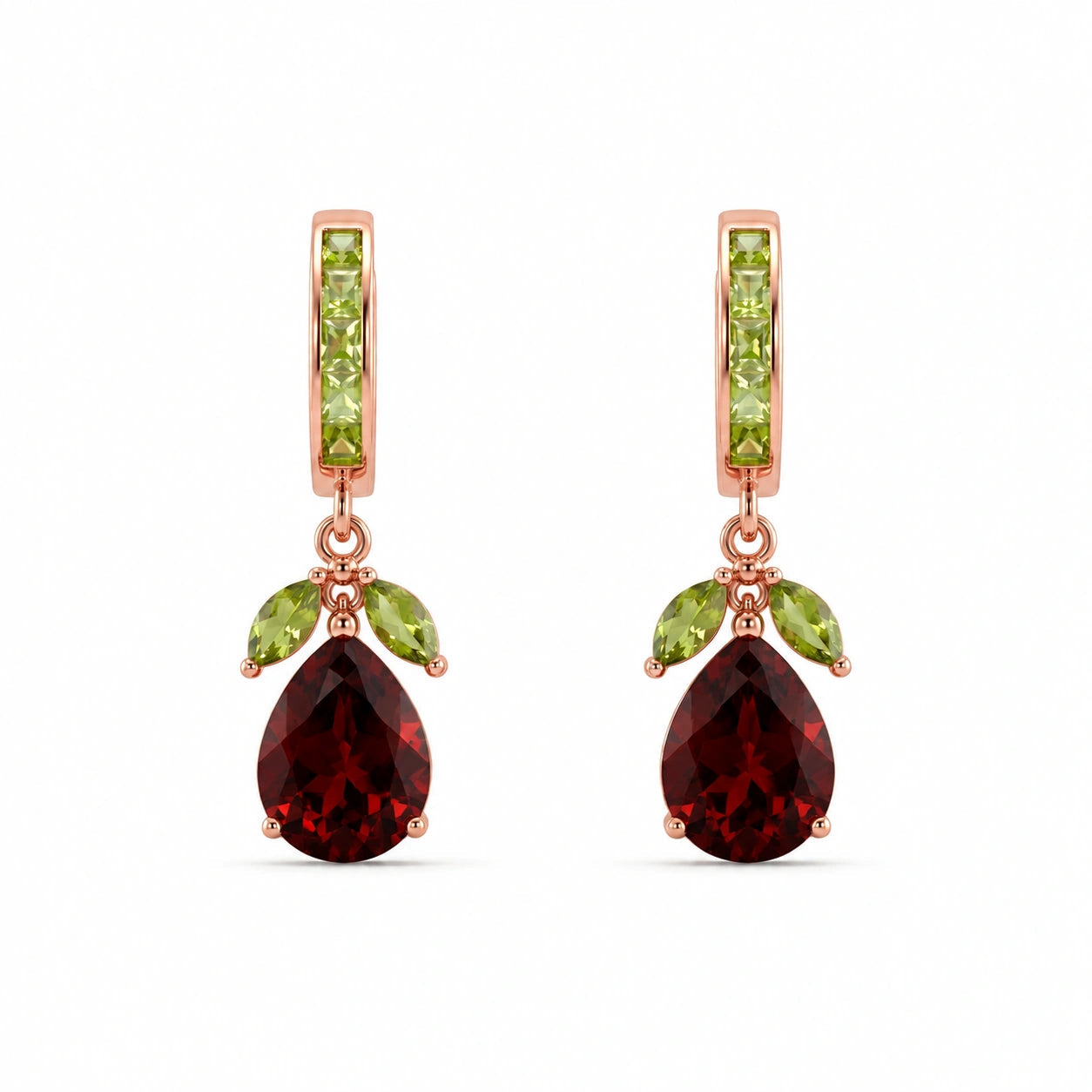 Rose Gold Garnet & Peridot — Mariacecilia