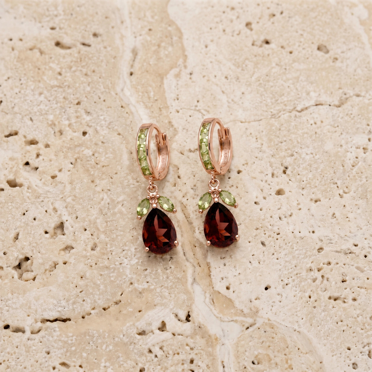 Rose Gold Garnet & Peridot — Mariacecilia
