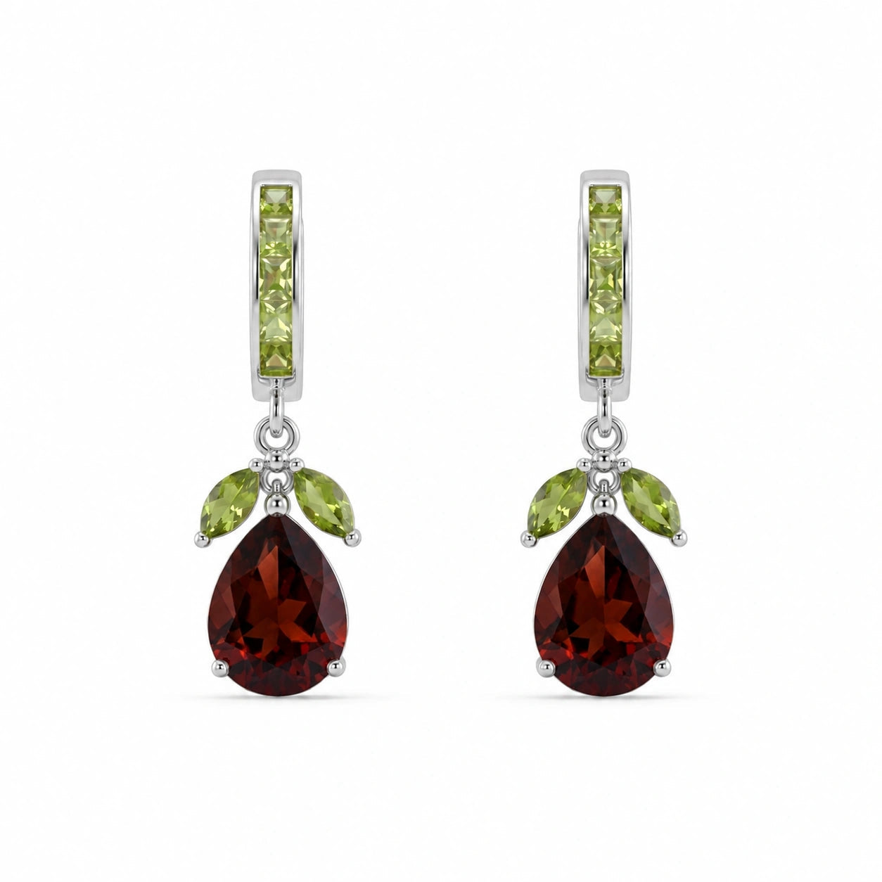 White Gold Garnet & Peridot — Mariacecilia