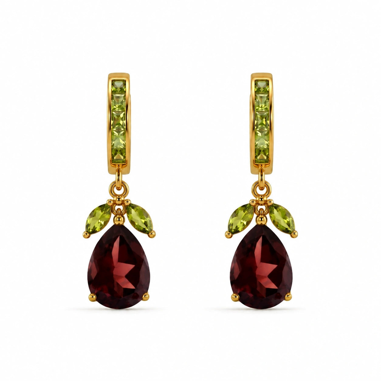 Yellow Gold Garnet & Peridot — Mariacecilia