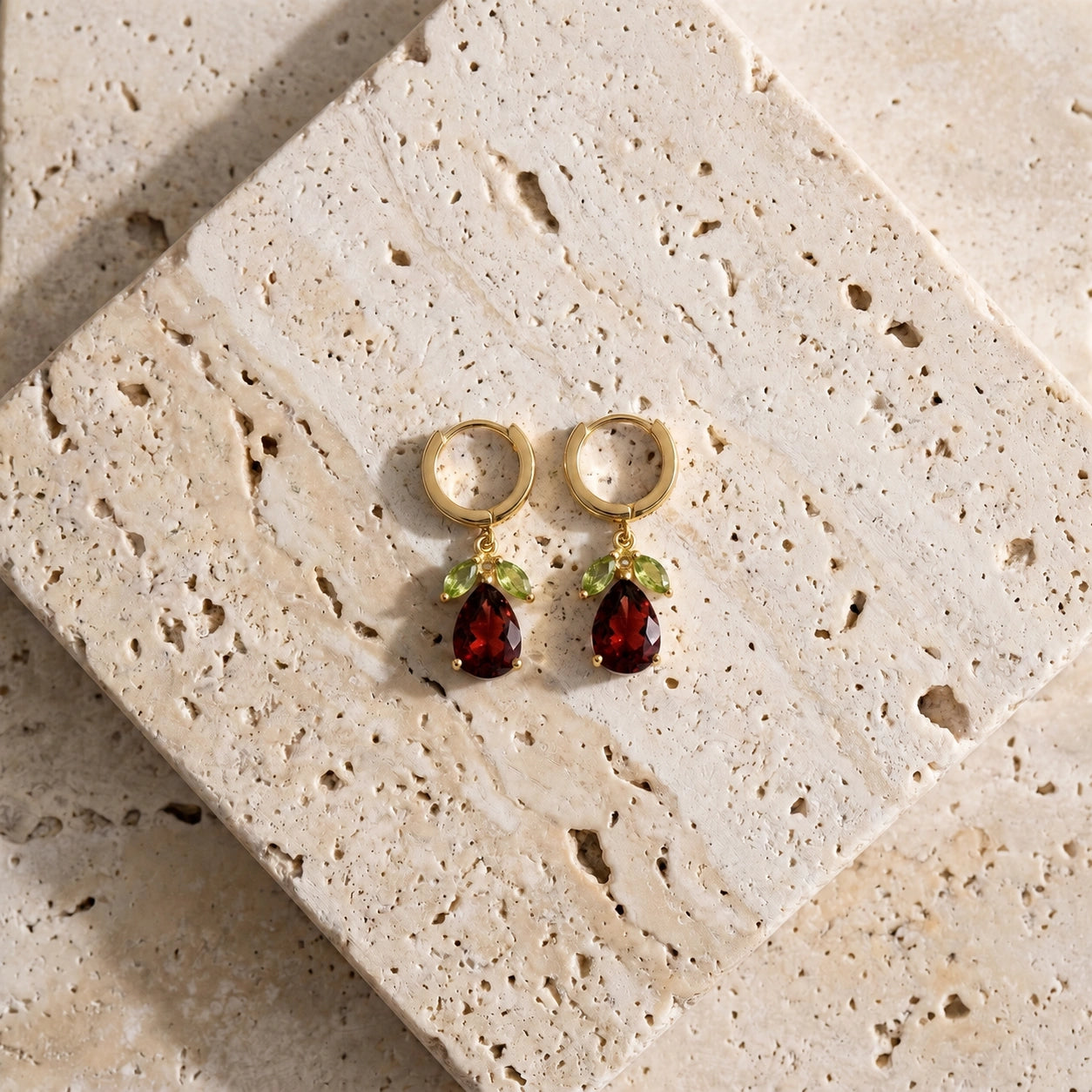 Yellow Gold Garnet & Peridot — Mariacecilia