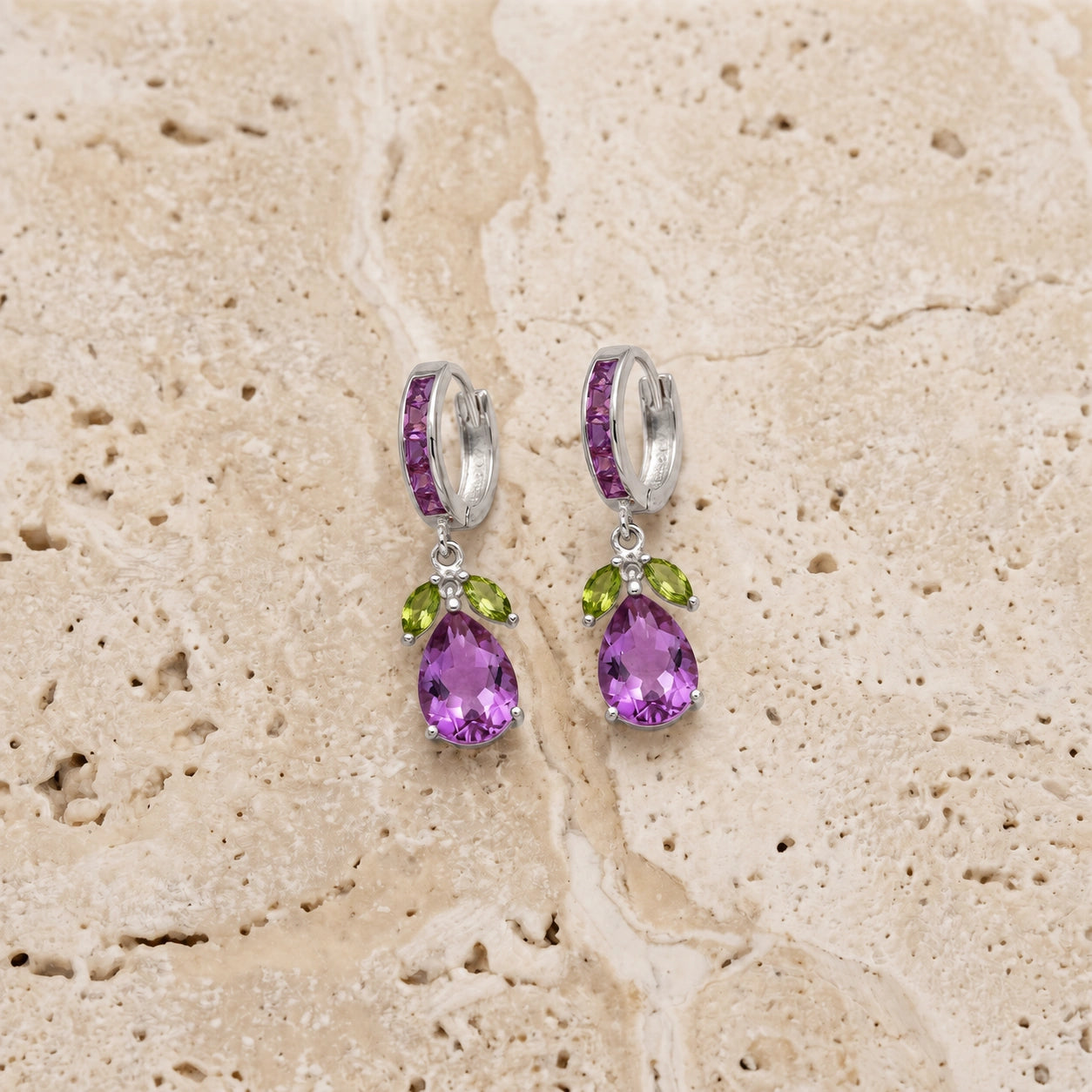 White Gold Peridot & Amethyst — Mariacecilia