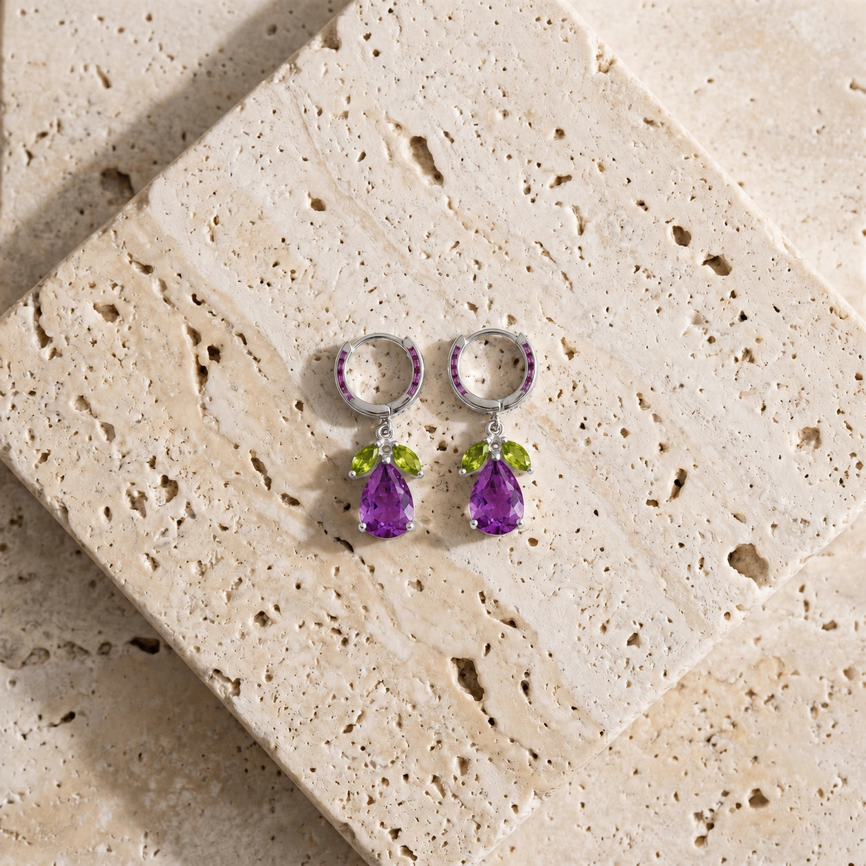 White Gold Peridot & Amethyst — Mariacecilia