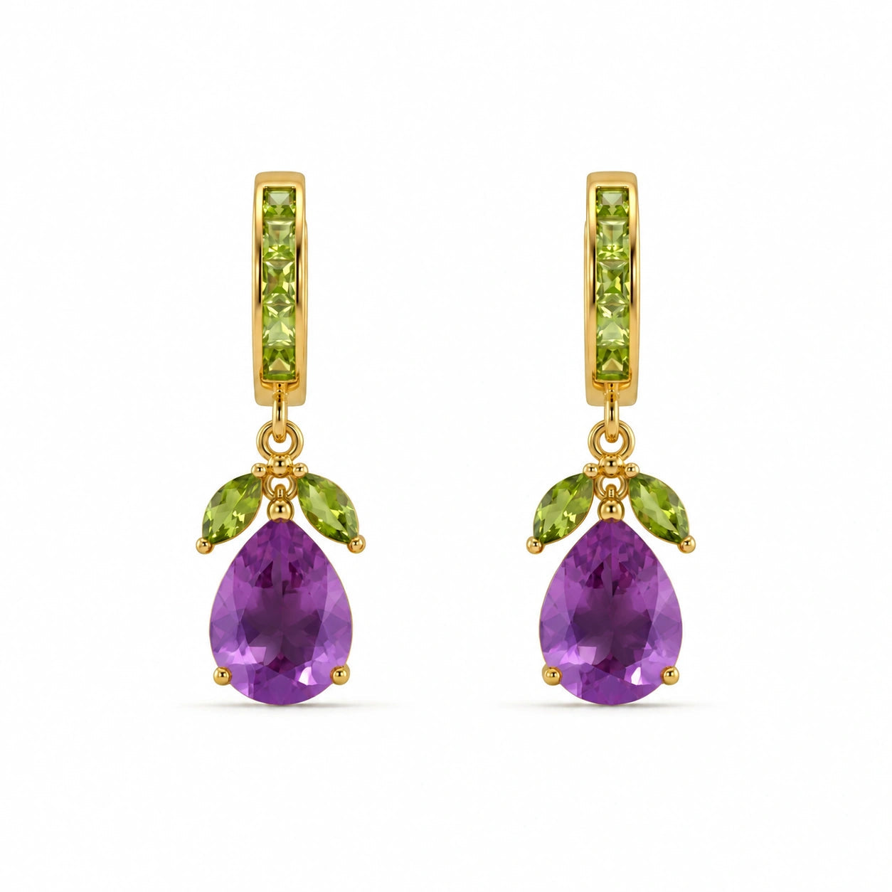 Yellow Gold Peridot & Amethyst — Mariacecilia