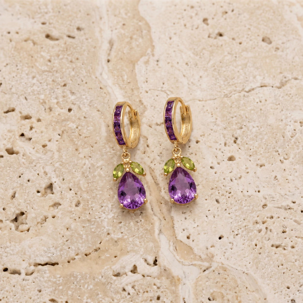 Yellow Gold Peridot & Amethyst — Mariacecilia