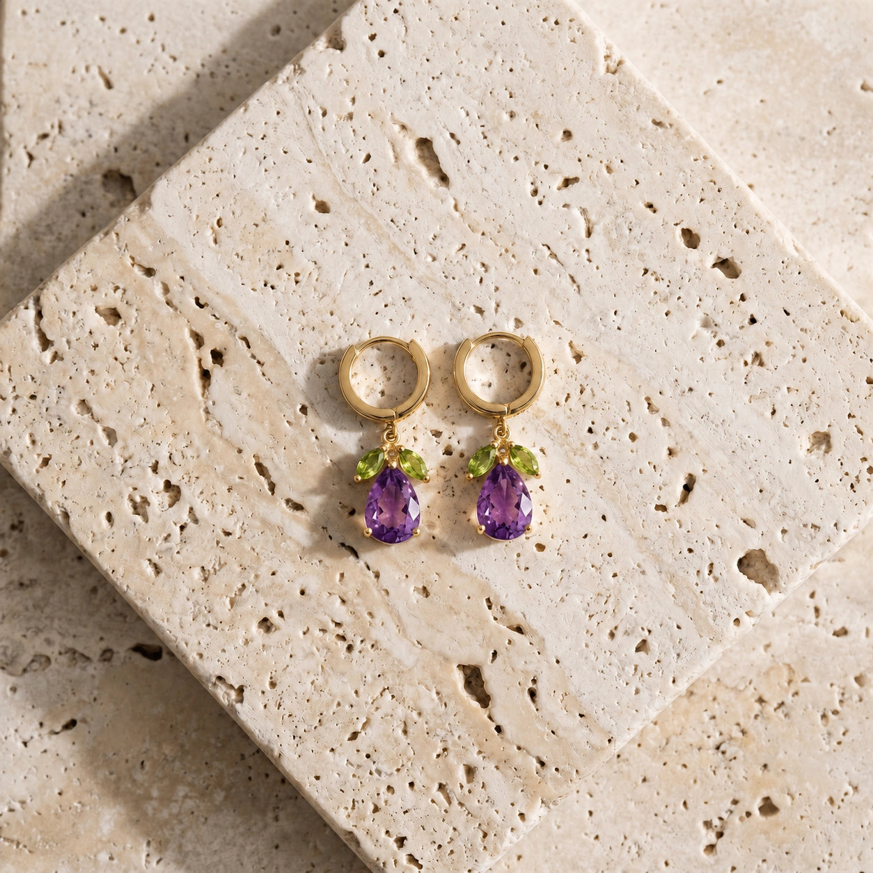 Yellow Gold Peridot & Amethyst — Mariacecilia