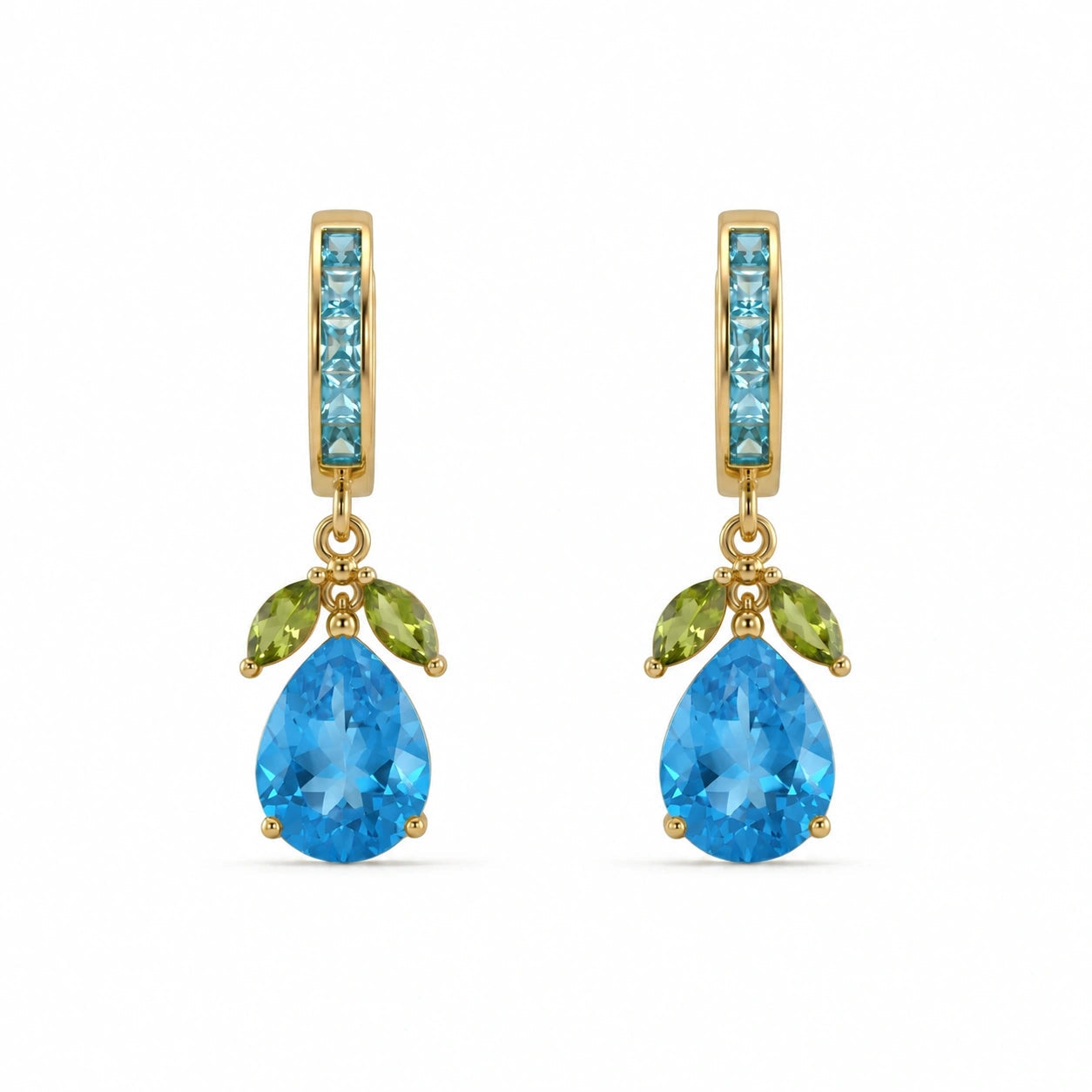 Yellow Gold Peridot & Blue Topaz — Mariacecilia