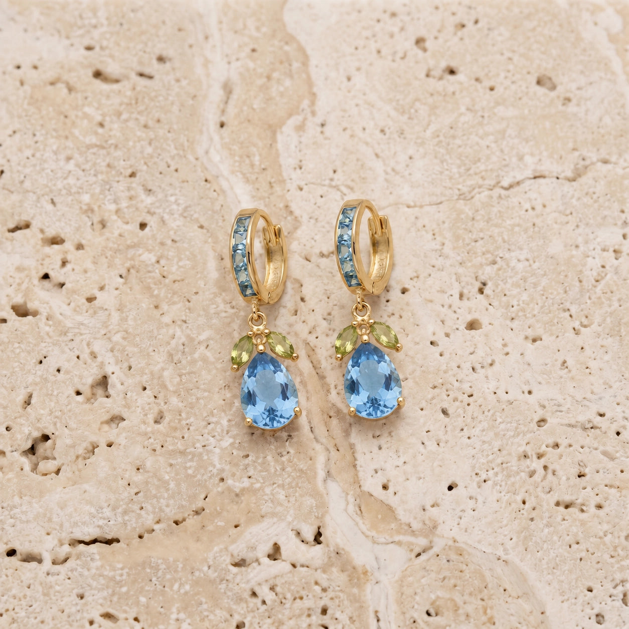 Yellow Gold Peridot & Blue Topaz — Mariacecilia
