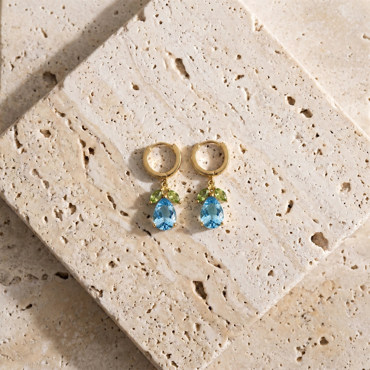 Yellow Gold Peridot & Blue Topaz — Mariacecilia