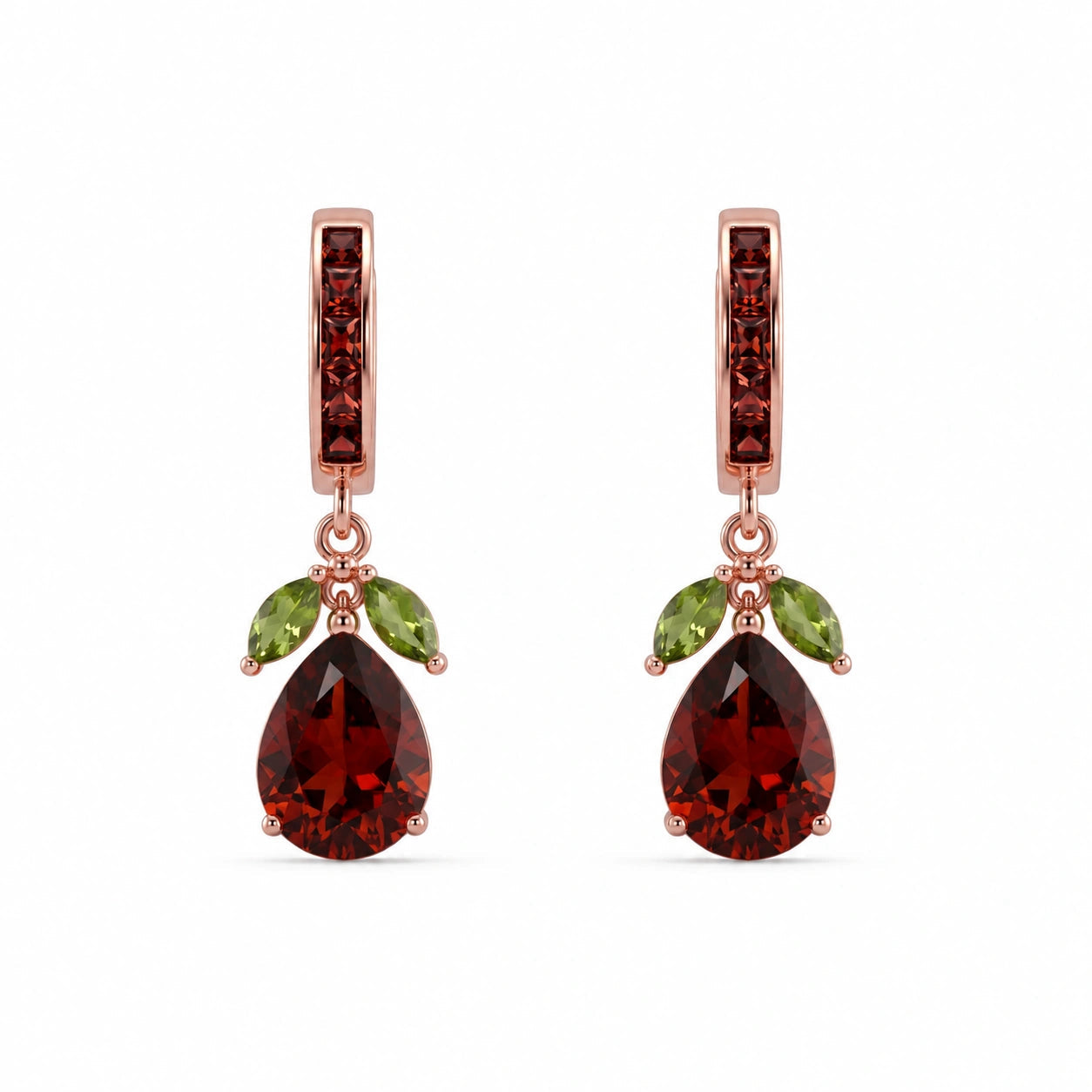 Rose Gold Peridot & Garnet — Mariacecilia