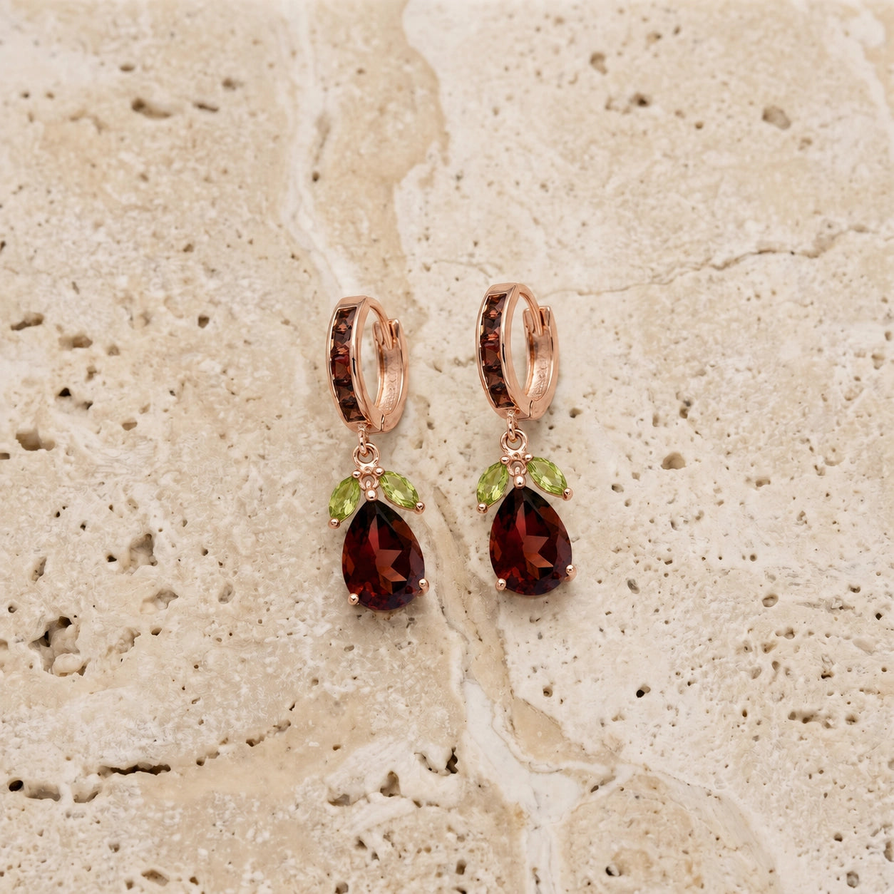 Rose Gold Peridot & Garnet — Mariacecilia