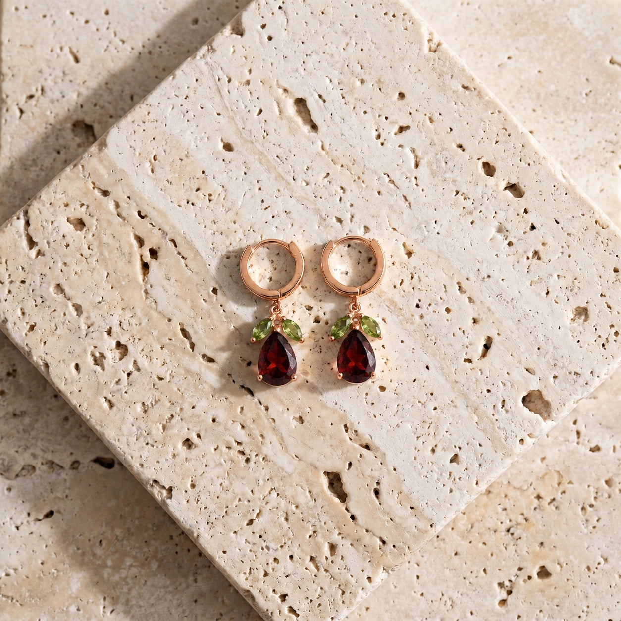 Rose Gold Peridot & Garnet — Mariacecilia