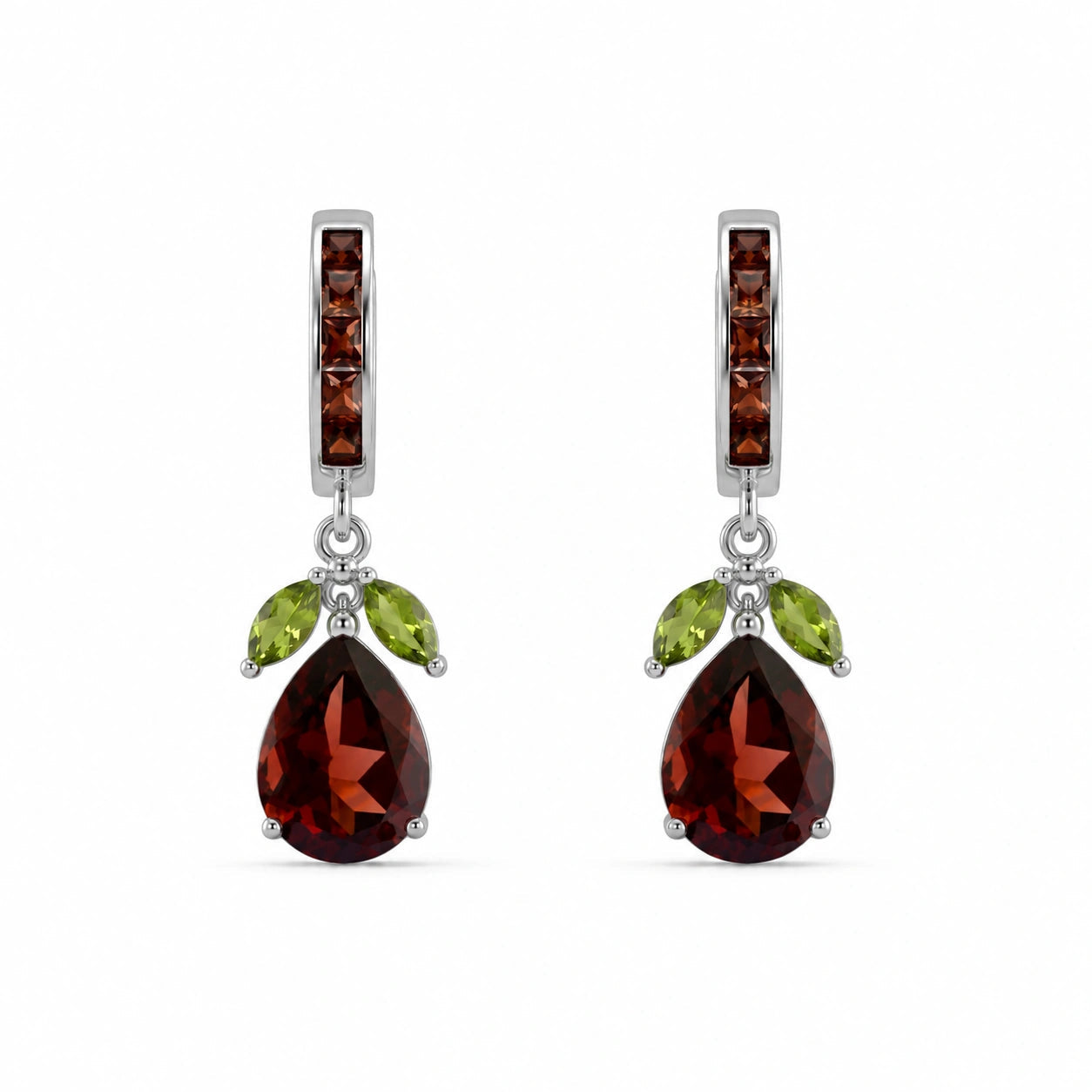 White Gold Peridot & Garnet — Mariacecilia