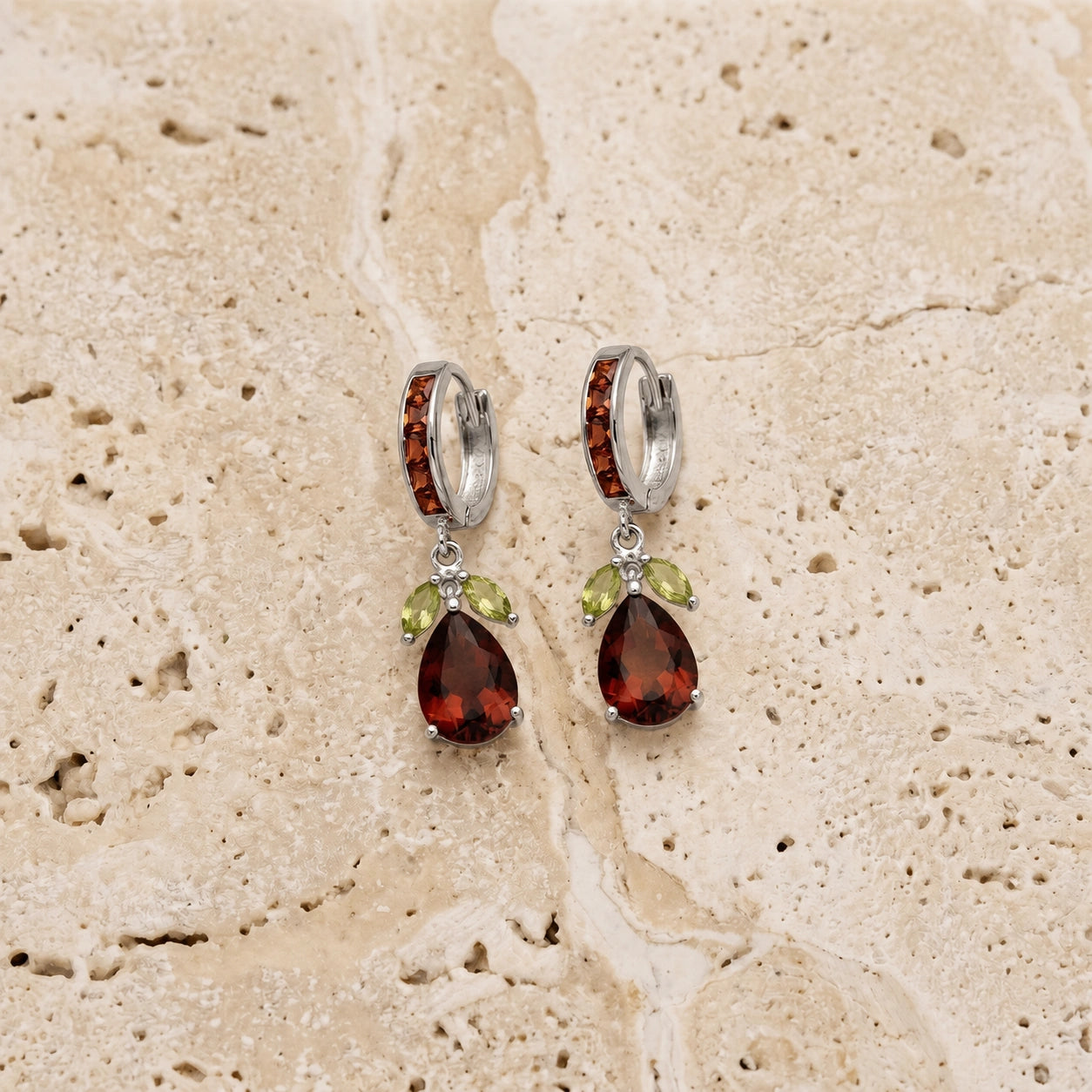 White Gold Peridot & Garnet — Mariacecilia