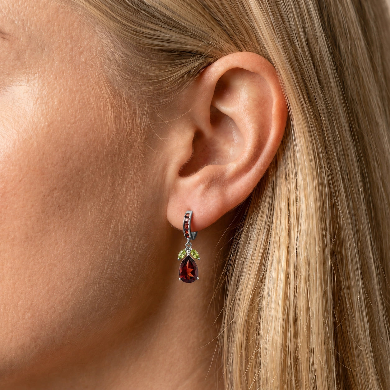 White Gold Peridot & Garnet — Mariacecilia