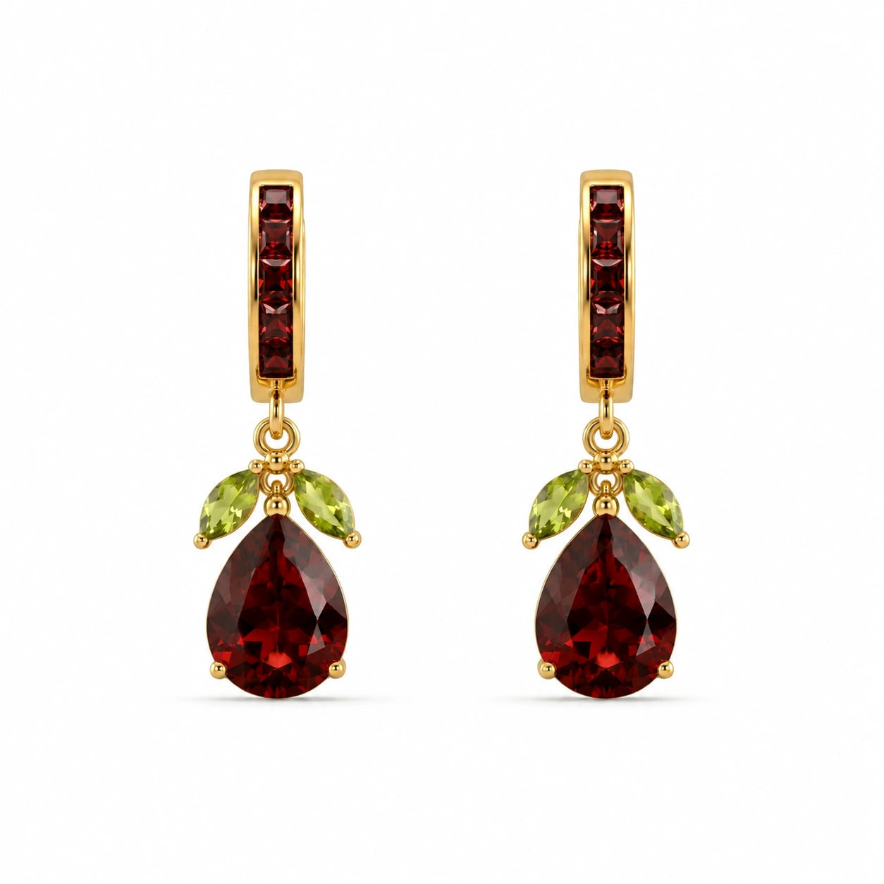 Yellow Gold Peridot & Garnet — Mariacecilia