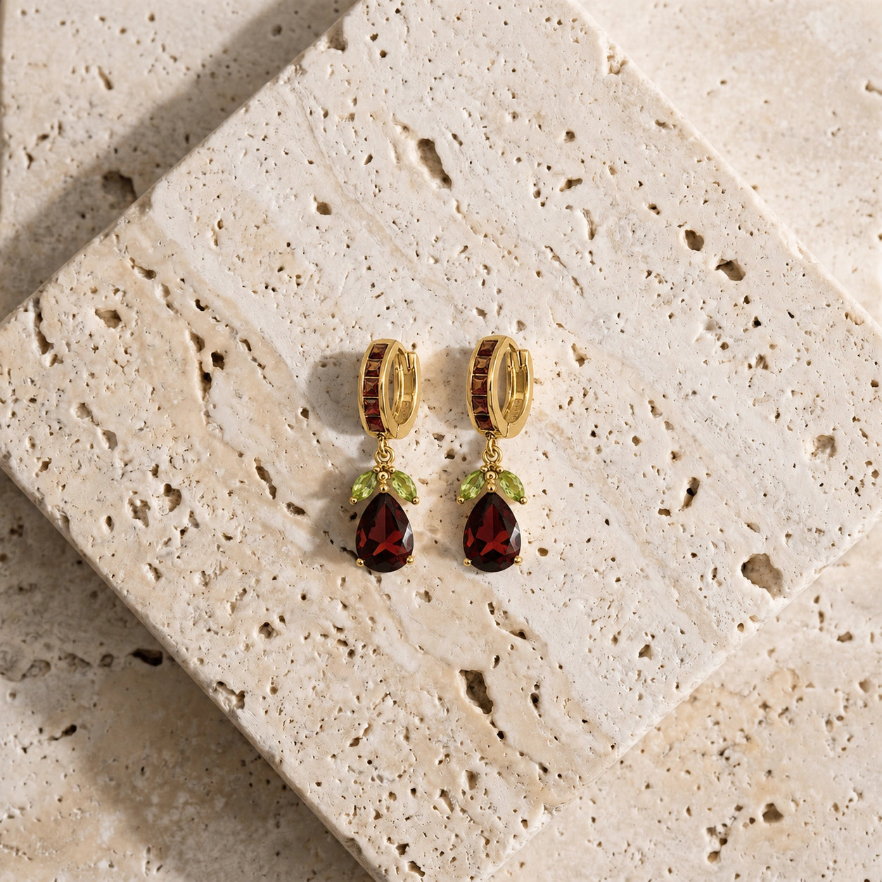 Yellow Gold Peridot & Garnet — Mariacecilia