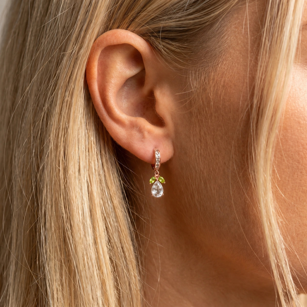 Rose Gold White Topaz & Peridot — Mariacecilia