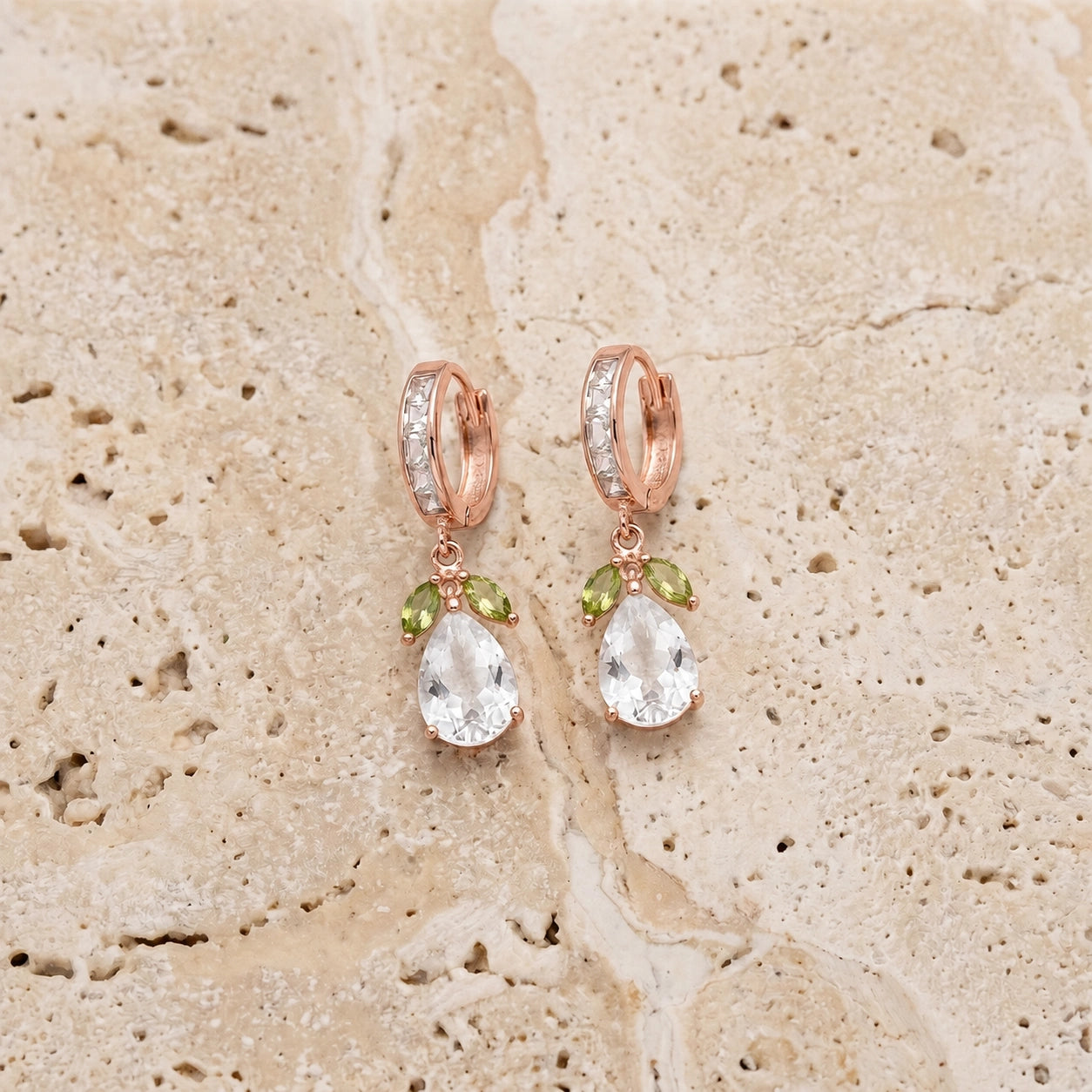 Rose Gold White Topaz & Peridot — Mariacecilia