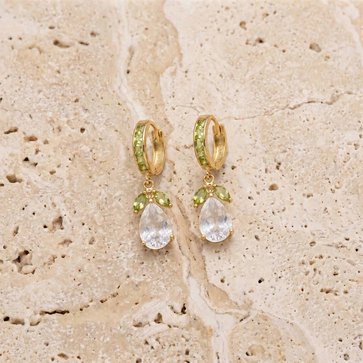 Yellow Gold White Topaz & Peridot — Mariacecilia