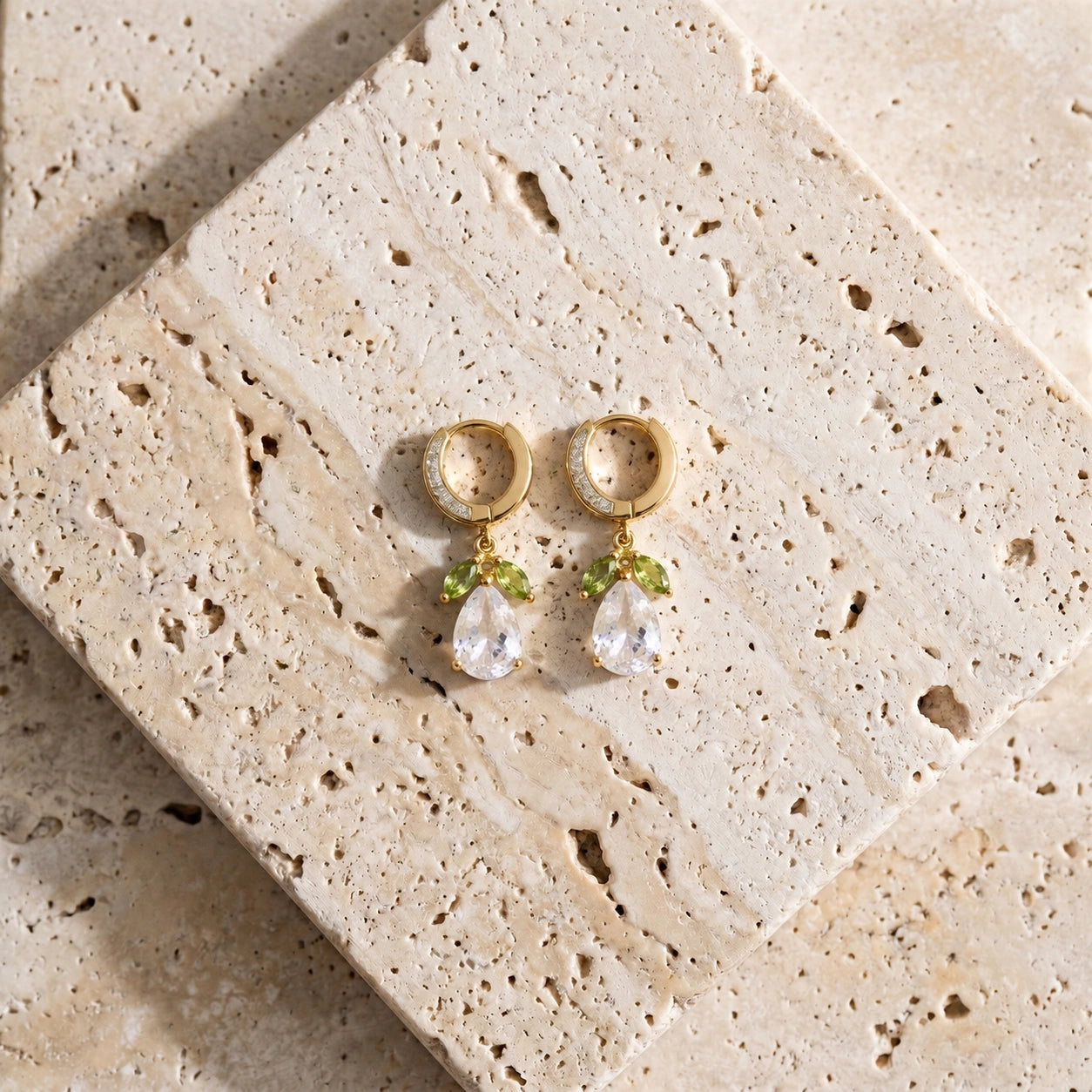 Yellow Gold White Topaz & Peridot — Mariacecilia