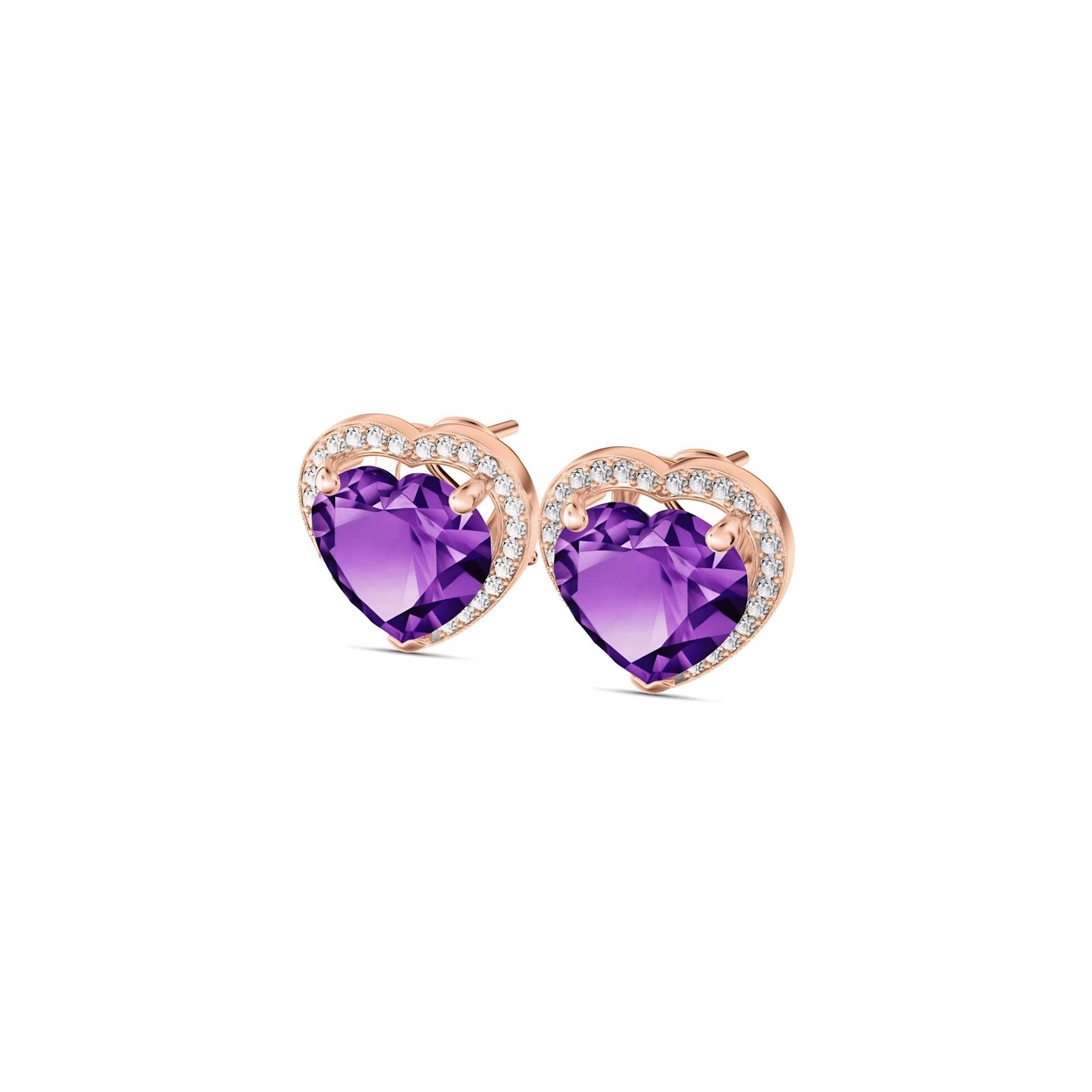 Rose Gold Earrings Amethyst 10K — Clelia