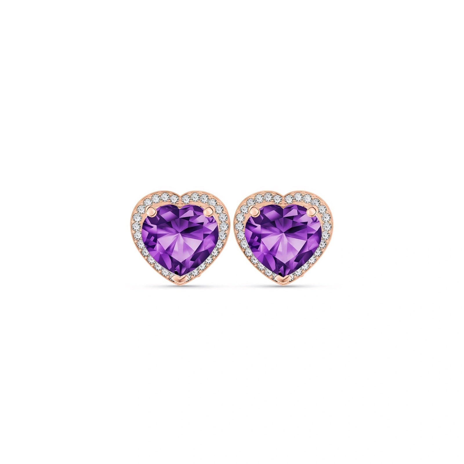 Rose Gold Earrings Amethyst 10K — Clelia