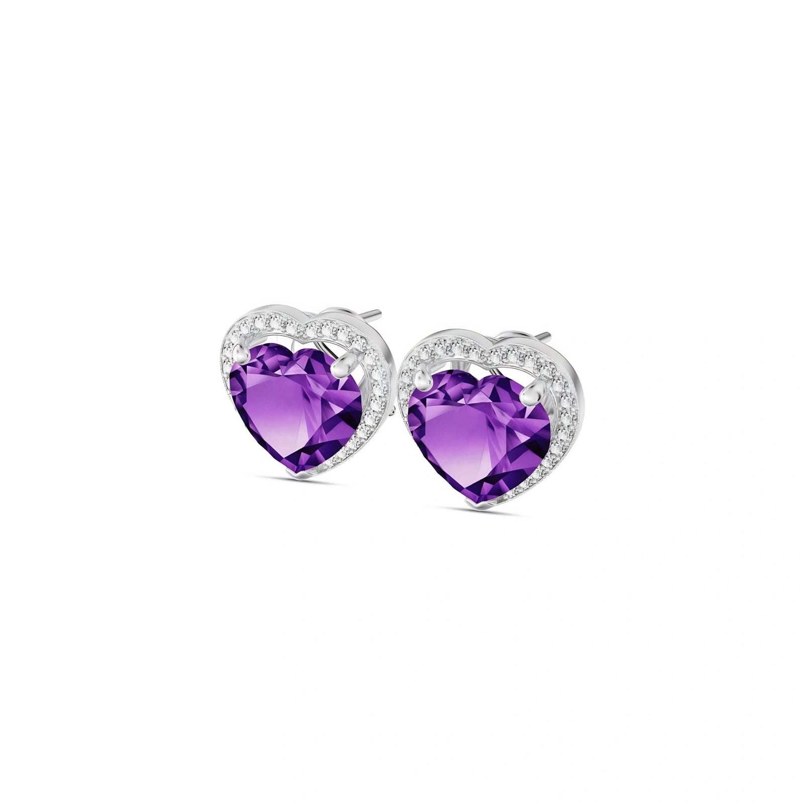 White Gold Earrings Amethyst 10K — Clelia