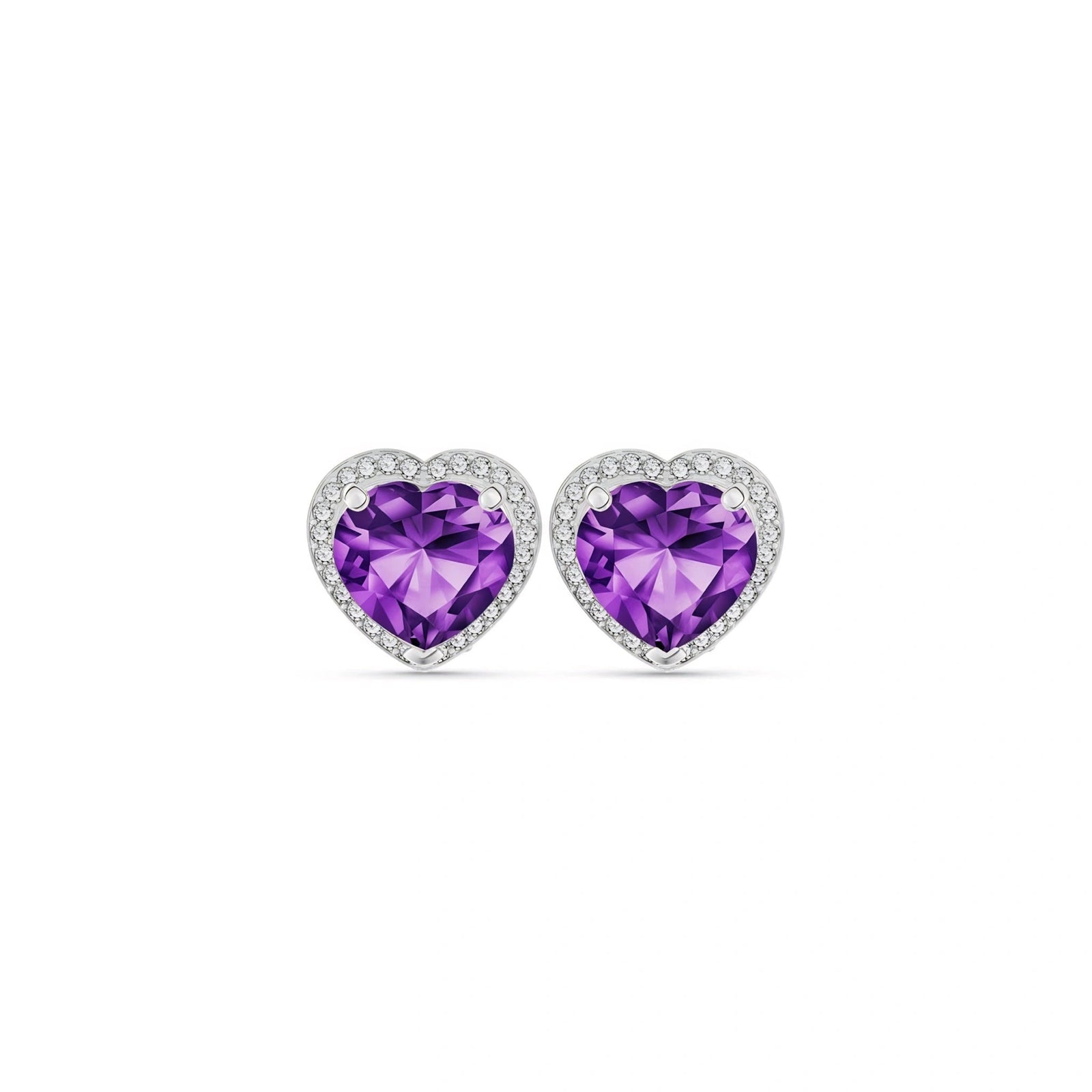 White Gold Earrings Amethyst 10K — Clelia