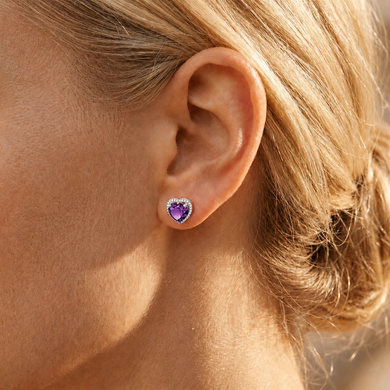 White Gold Earrings Amethyst 10K — Clelia
