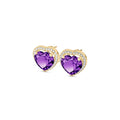 Yellow Gold Earrings Amethyst 10K — Clelia