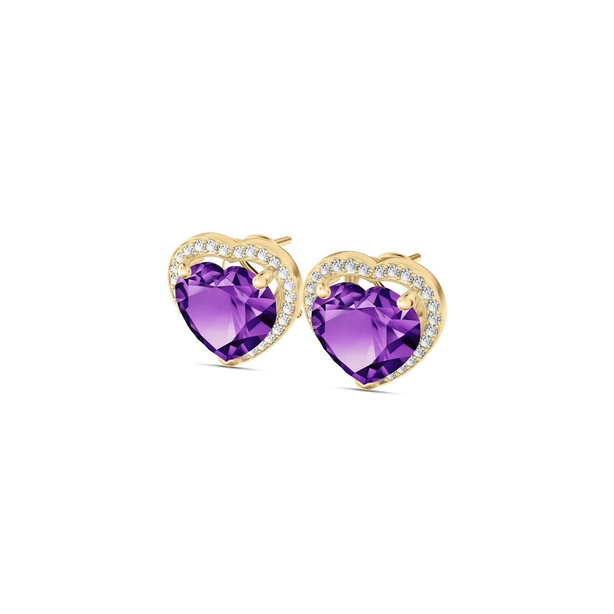 Yellow Gold Earrings Amethyst 10K — Clelia